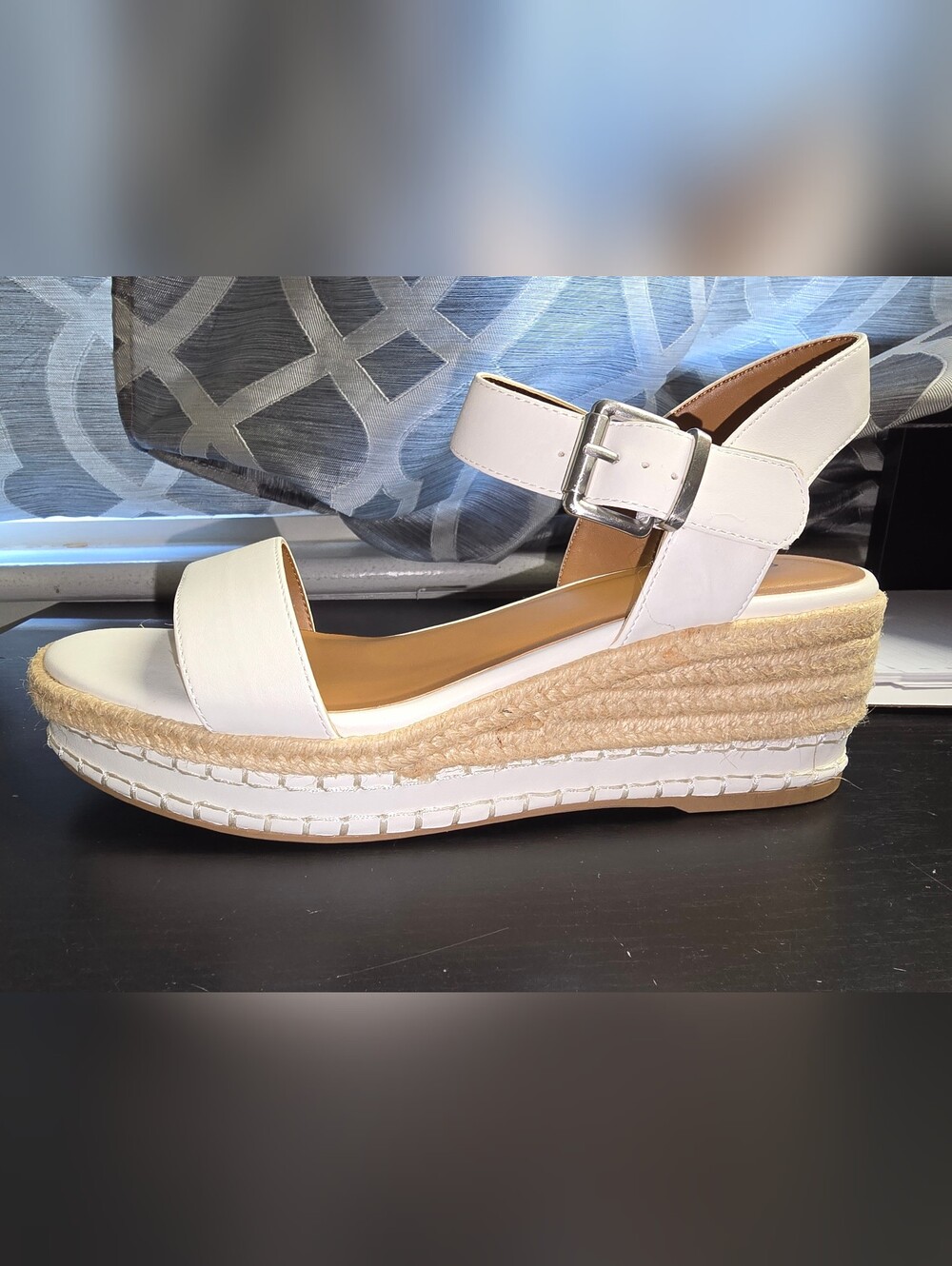Style & Co. White Espadrille Wedge Sandals with Ankle Strap